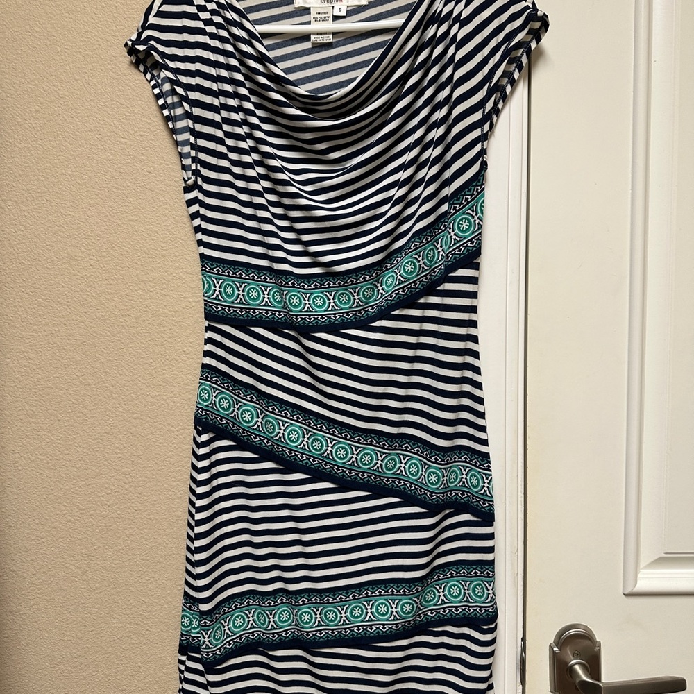 Studio M Navy and White Striped Top
